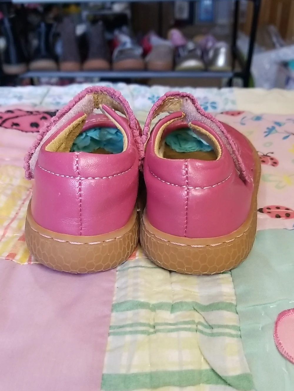 Livie & Luca Pink Shimmer Leather Ruche Soft Originals Made in Mexico Size 5